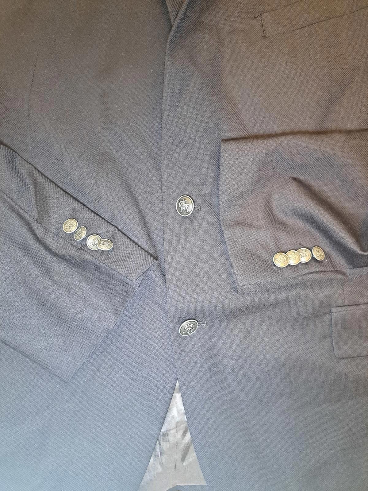 Hart Schaffner Marx Hart Schaffner Marx Blazer Mens 50L Black Wool Silver Button Size 50L - 5 Thumbnail