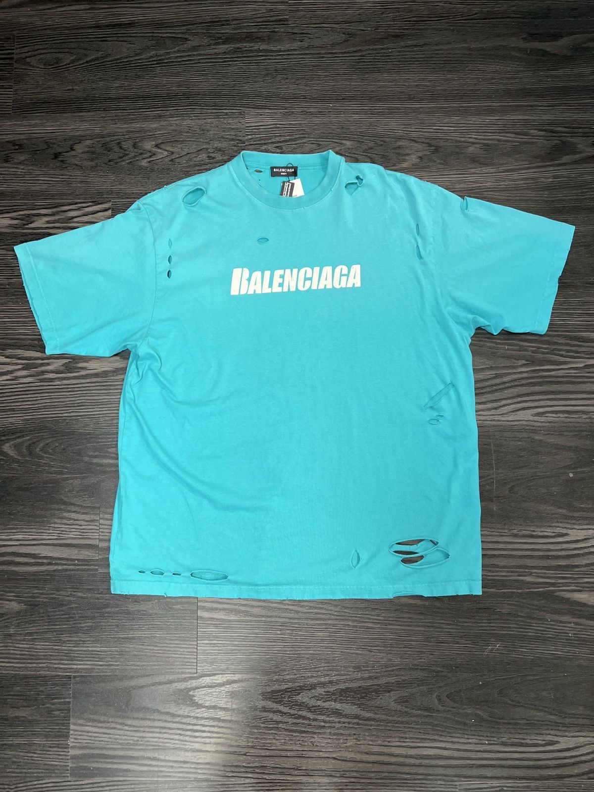 Balenciaga Caps Destroyed Flatground T-Shirt (PreOwned)