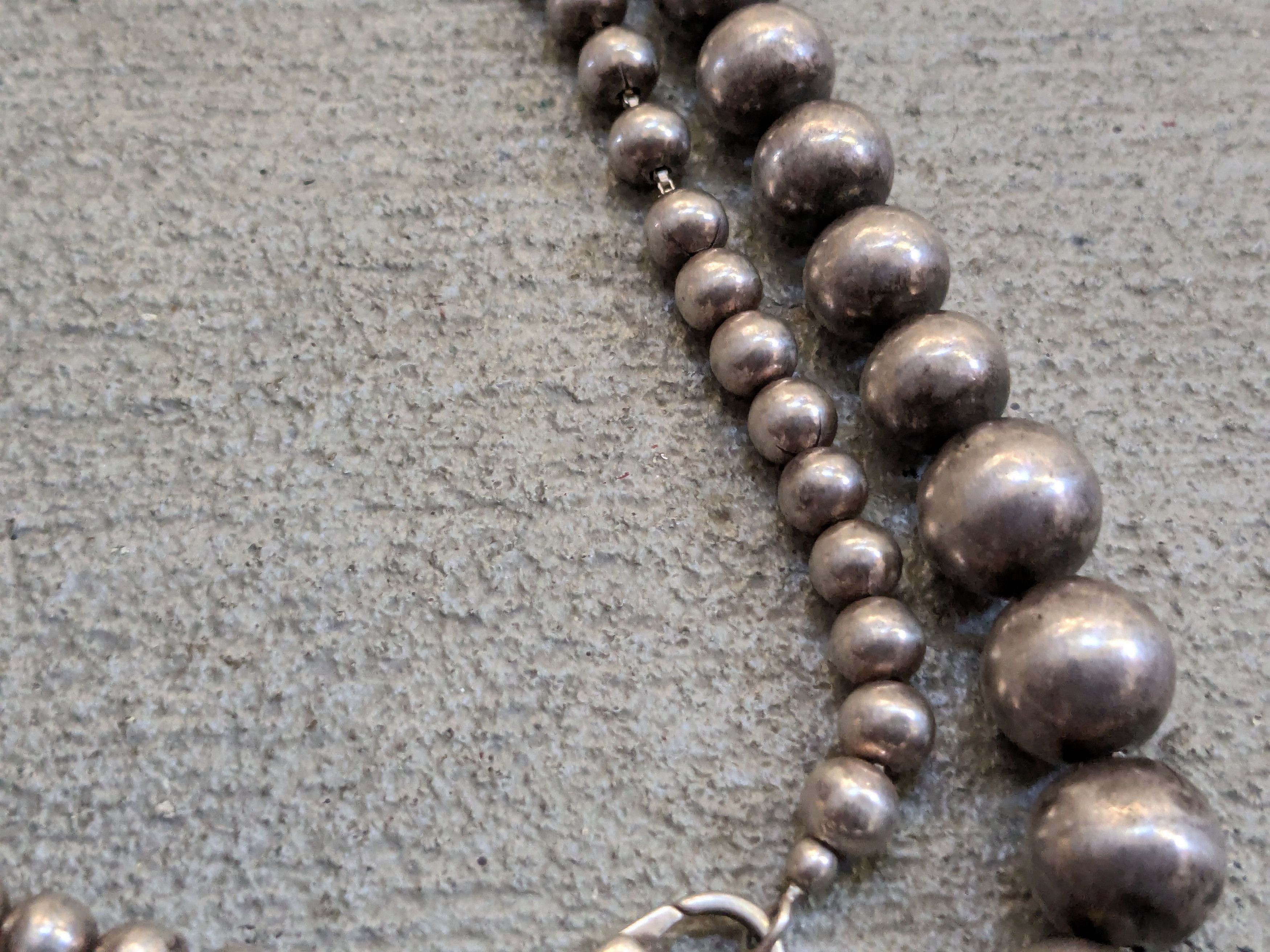 Sterling Silver Sterling Silver Necklace Ball Round Graduated Beads 32" Size ONE SIZE - 3 Thumbnail