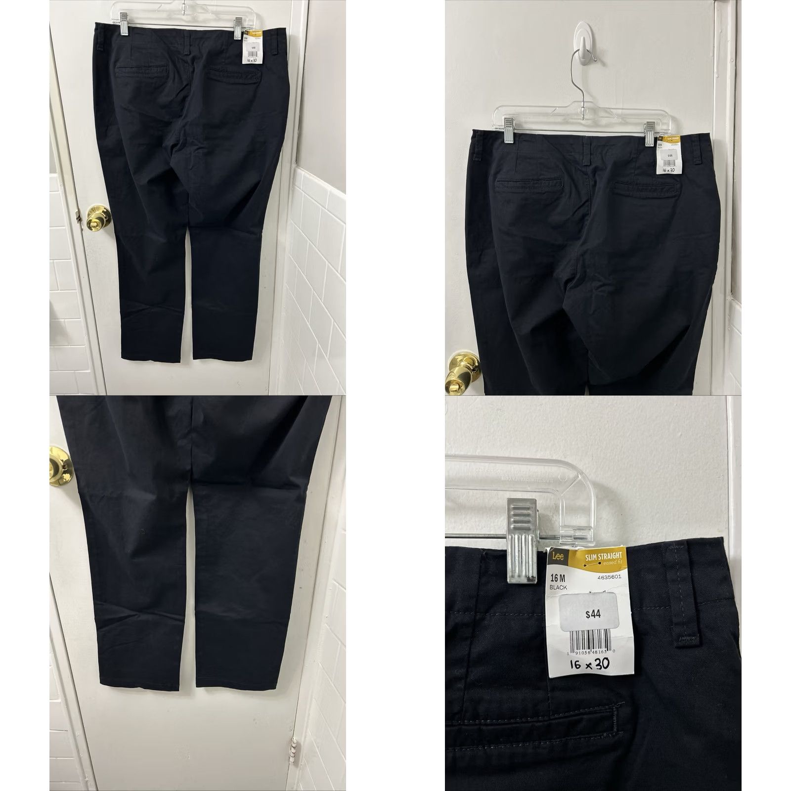Lee Lee Tailored Chino Pants Womens 16 Slim Straight Leg NWT Black, 30 Inseam, 30 Inseam? 16x30 - NWT Size 38" / US 16 / IT 52 - 8 Thumbnail