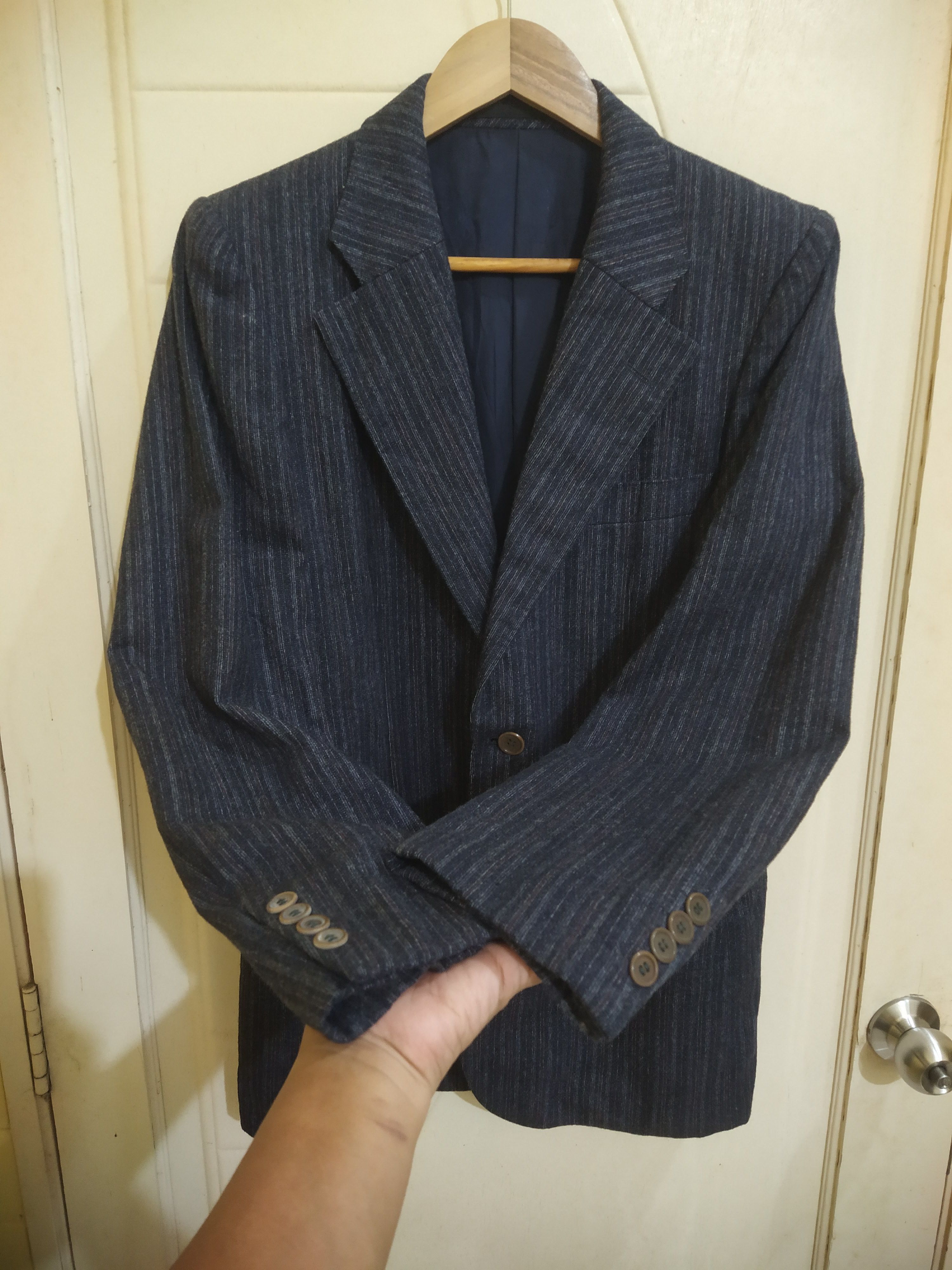 Saint Laurent Paris Vintage 90s Yves Saint Laurent Pinstripe Wool Blazer Size 40L - 3 Thumbnail