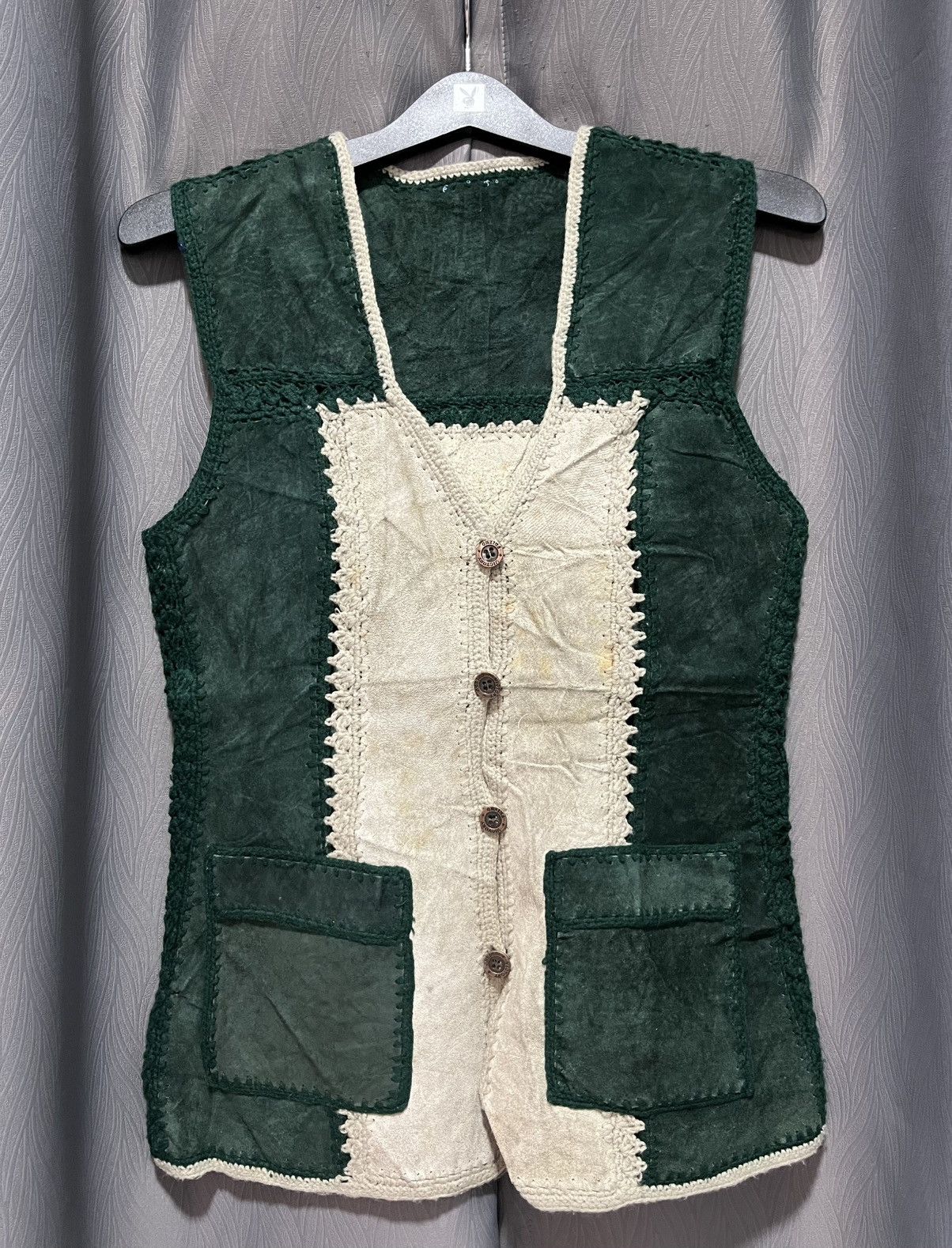 Leather × Vintage Vintage knitted suede leather Vest Size M / US 6-8 / IT 42-44 - 1 Thumbnail