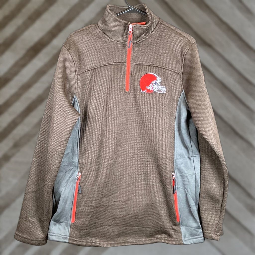 Vintage Team Apparel Mens Cleveland Browns 1/4 Zip Sweater Fleece Lined Athleisure Small Shirt Pullover Knit Brown Football Browns Mens S Size US S / EU 44-46 / 1 - 1 Thumbnail