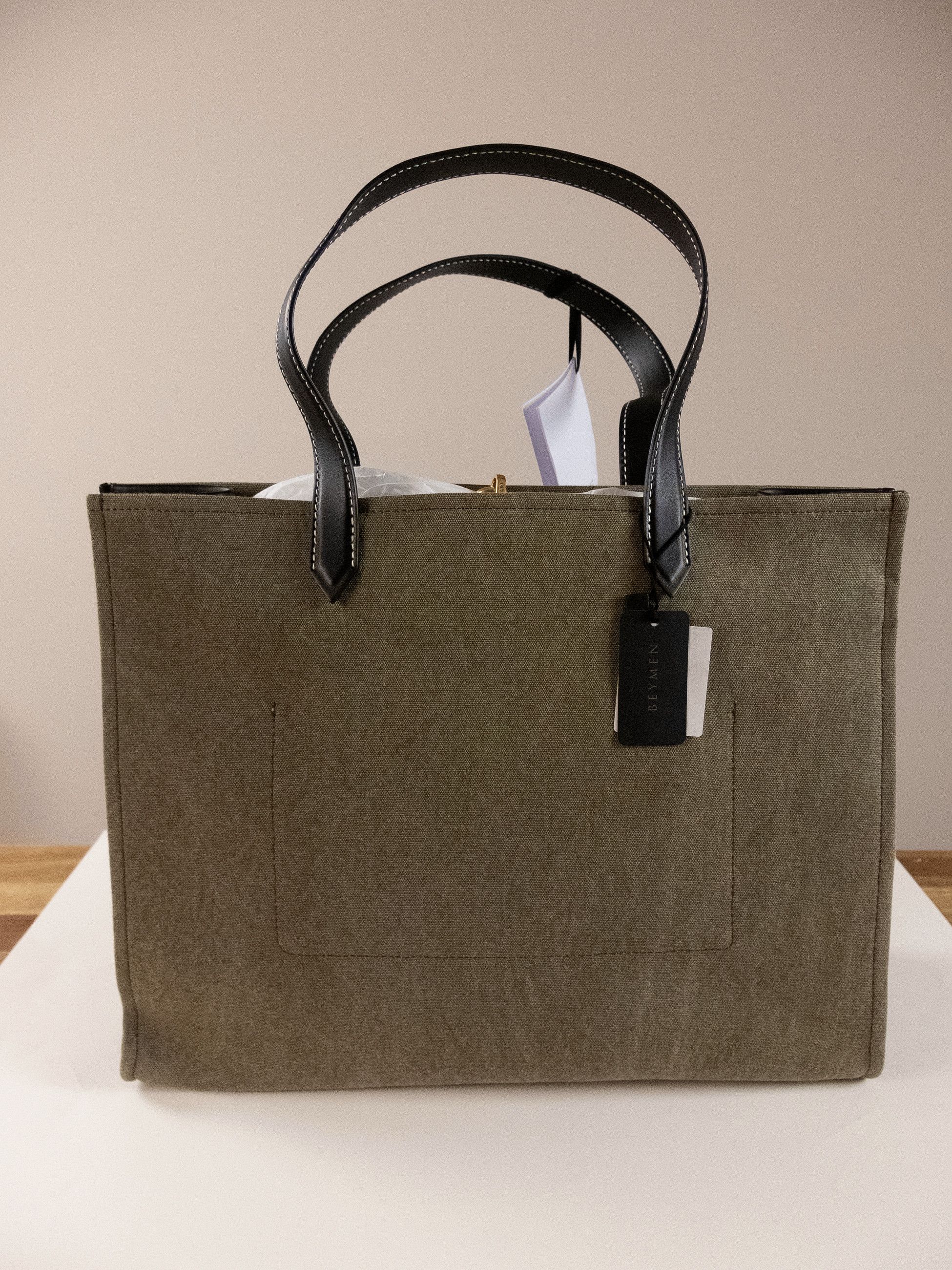 Balmain BALMAIN B Army 42 khaki black green canvas leather tote bag Size ONE SIZE - 9 Thumbnail