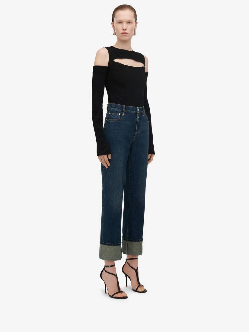 Alexander McQueen o1srvl11e0326 Slashed Knit Top in Black Size S / US 4 / IT 40 - 4 Thumbnail