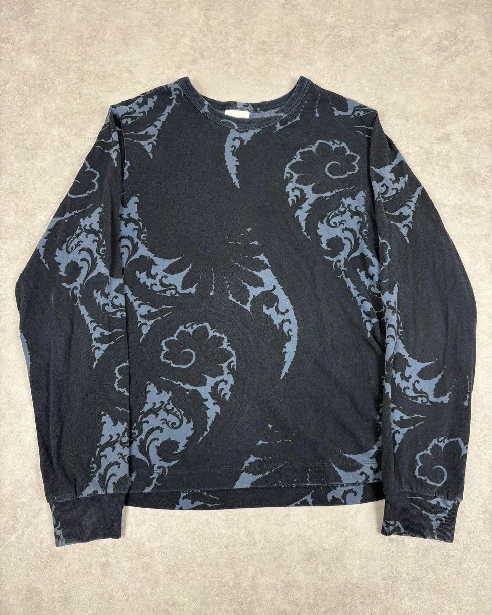 Dries Van Noten Dries Van Noten Blue Floral Waves Longsleeves T-Shirt Size US S / EU 44-46 / 1 - 1 Thumbnail