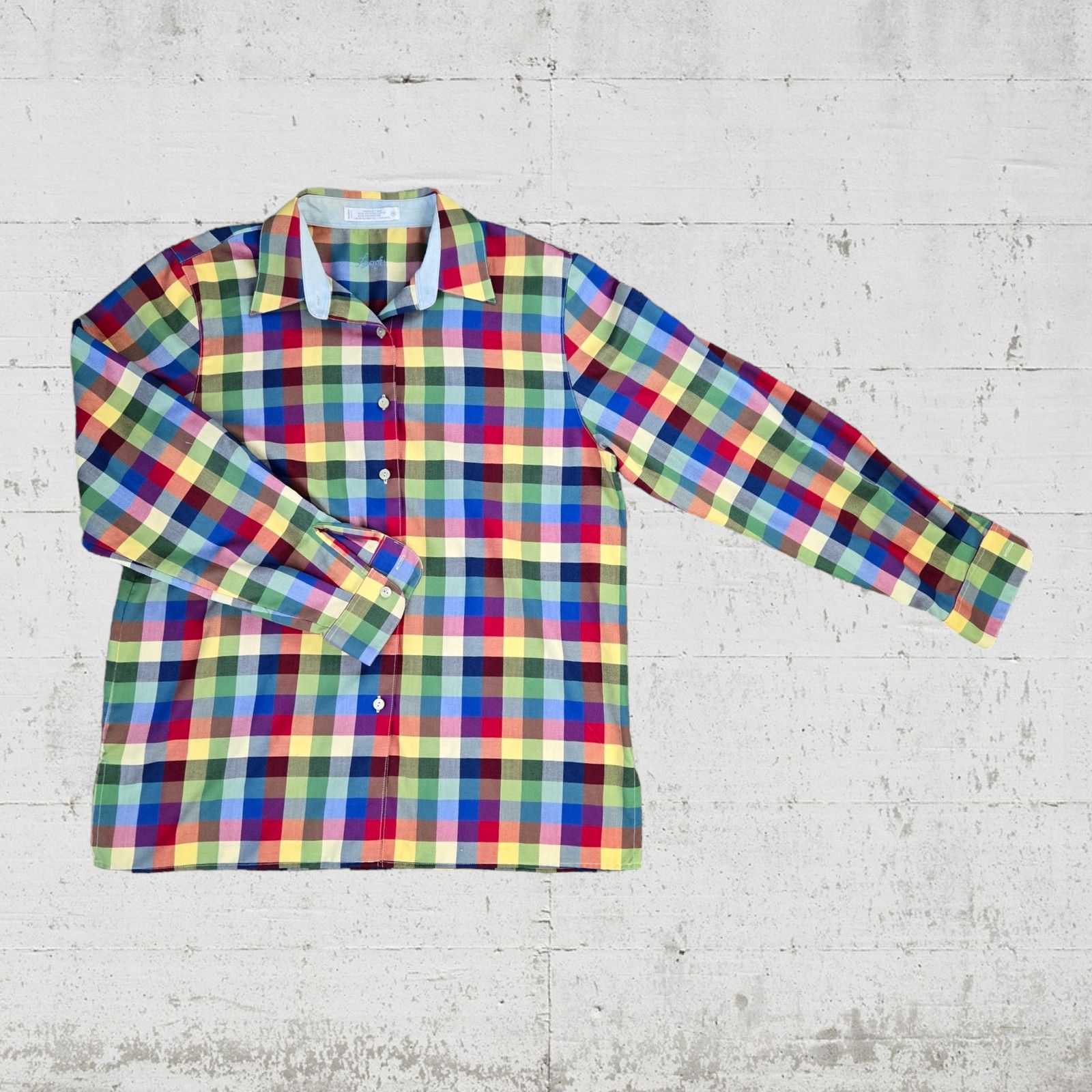 Vintage Vintage Rainbow Plaid Button Down Shirt Size 12 Size XL / US 12-14 / IT 48-50 - 2 Thumbnail