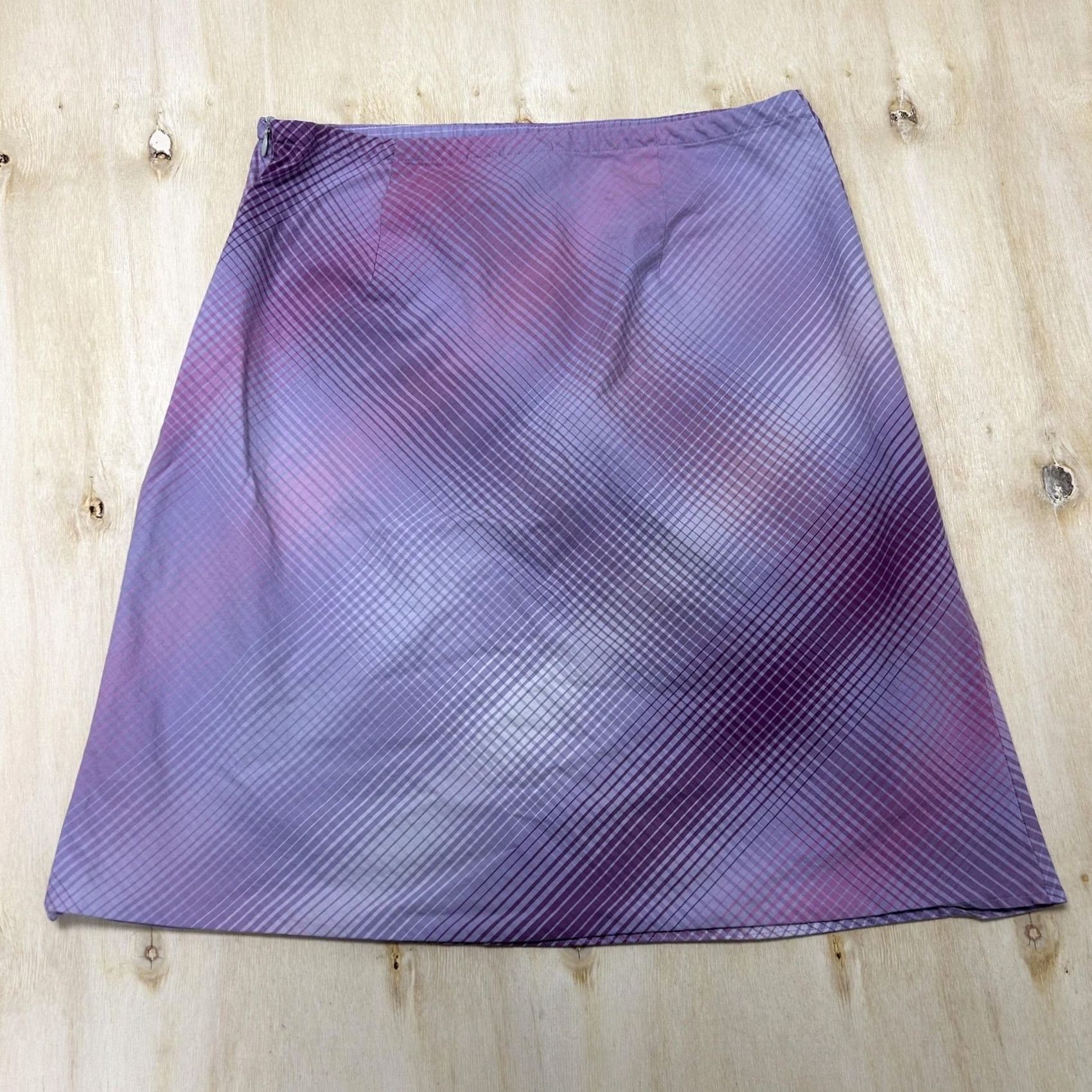 Mossimo Mossimo Skirt Womens 14 Purple Plaid Satin A-Line Knee Length Stretch Casual Size 36" / US 14 / IT 50 - 3 Thumbnail