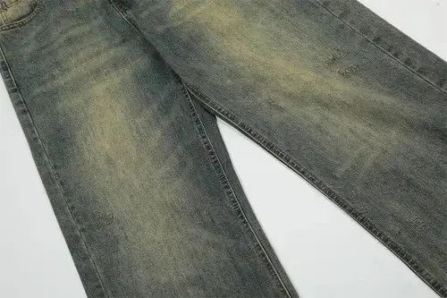 Vintage Distressed Straight-leg Denim