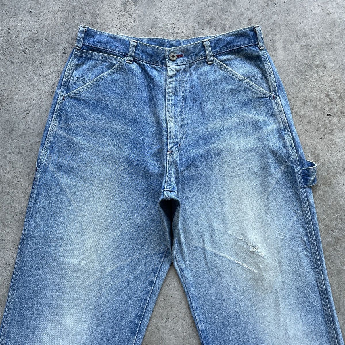 Japanese Brand Vintage Japanese Faded Baggy Jeans Denim Pants Workwear W33 Size US 33 - 4 Thumbnail