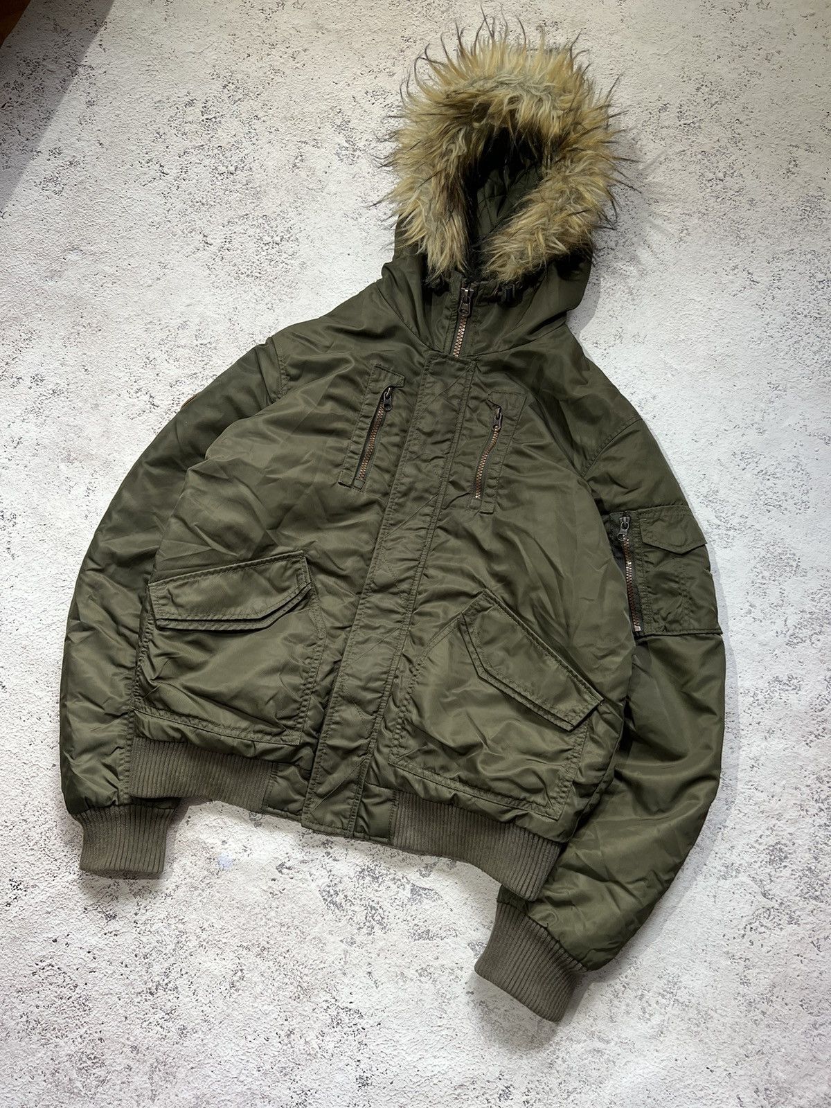If Six Was Nine × Le Grande Bleu (L.G.B.) * Y2k Vintage Mohair Fluffy Fuzzy Fur Hood Bomber Jacket Size US M / EU 48-50 / 2 - 3 Thumbnail