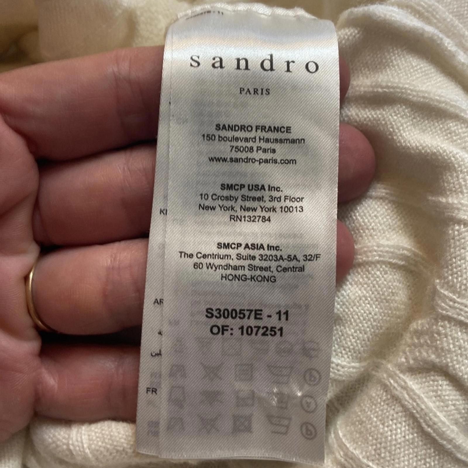 Sandro Sandro Paris Medium Ecru Emma Tie-Waist Cable Knit Sweater Size M / US 6-8 / IT 42-44 - 9 Thumbnail