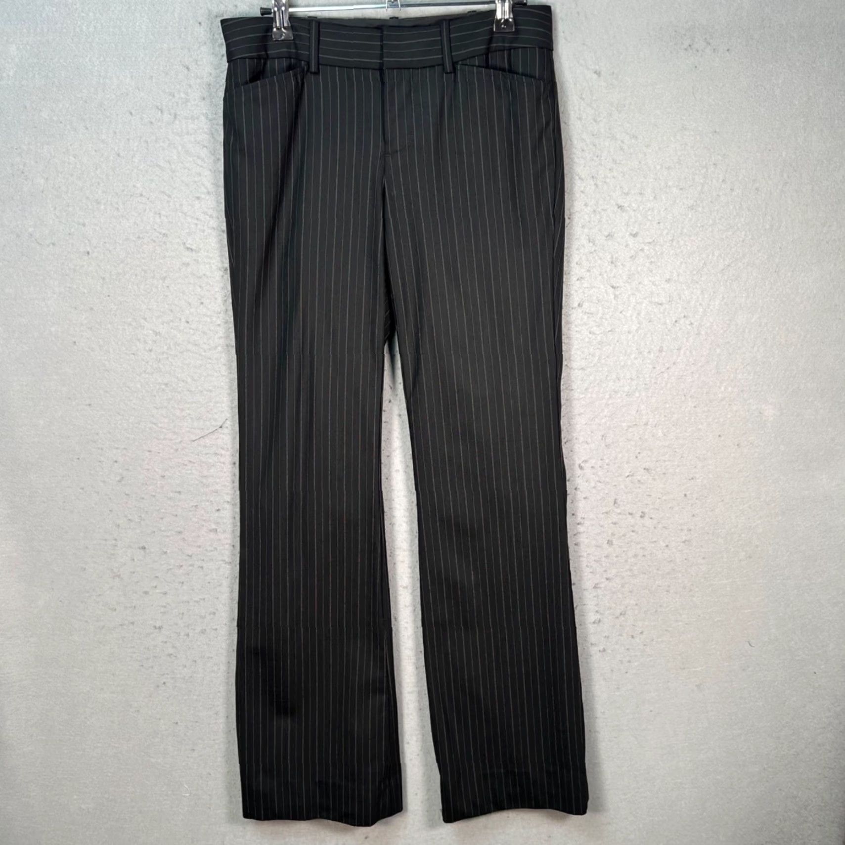 Club Monaco Club Monaco Womens Dress Pants Black Pinstripe Wool Blend Size 0 Straight Front Flat Dress Pants Womens Size 25" / US 0 / IT 36 - 2 Thumbnail