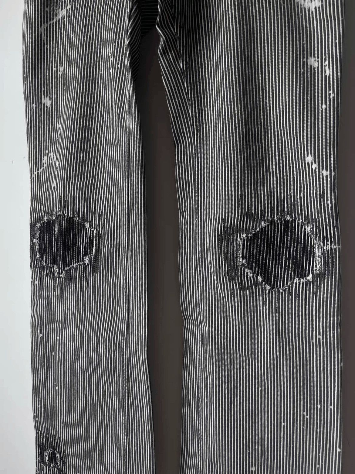 Number (N)ine Sz 2 Number Nine 01AW Distressed Stripe Denim Size US 28 / EU 44 - 4 Thumbnail