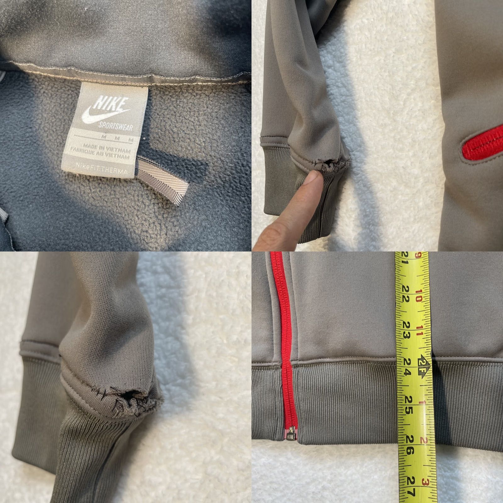 Nike Nike Sweatshirt Mens Medium Gray Red Therma Full Zip Athletic Performance FLAW Size US M / EU 48-50 / 2 - 8 Thumbnail