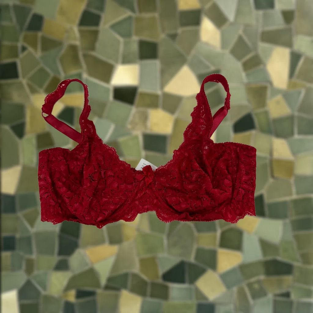 Vintage Unbranded Womens Bra 34B Red Lacey Underwired No Padding T-Shirt Bra Vintage No Size ONE SIZE - 1 Thumbnail