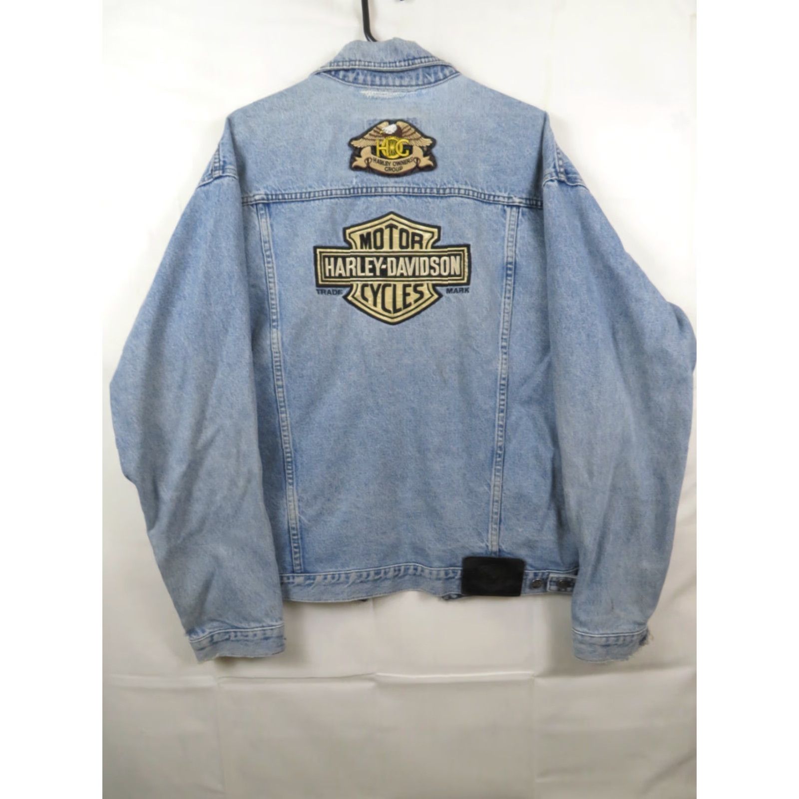 Harley Davidson VINTAGE Harley-Davidson Denim Trucker Jacket Men L Blue Cotton Solid Button Collared Lightweight Pockets Bike Motorcycle Jacket Size US L / EU 52-54 / 3 - 6 Thumbnail