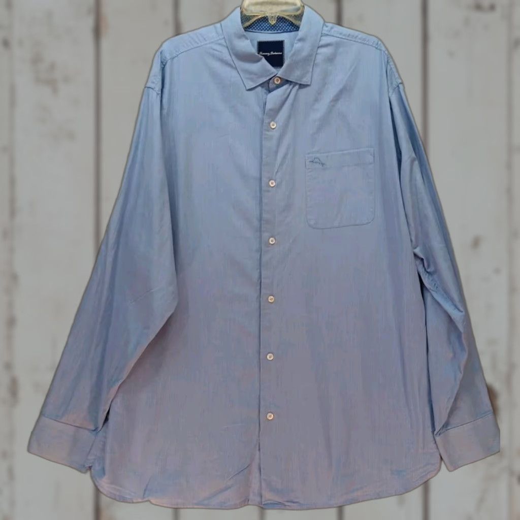 Tommy Bahama Tommy Bahama Shirt Men's XLT Light Blue Button-Up Long Sleeve 100% Pima Cotton Casual Outdoor Regular Fit Button-Down Collar Mens Shirt Size US XL / EU 56 / 4 - 1 Thumbnail