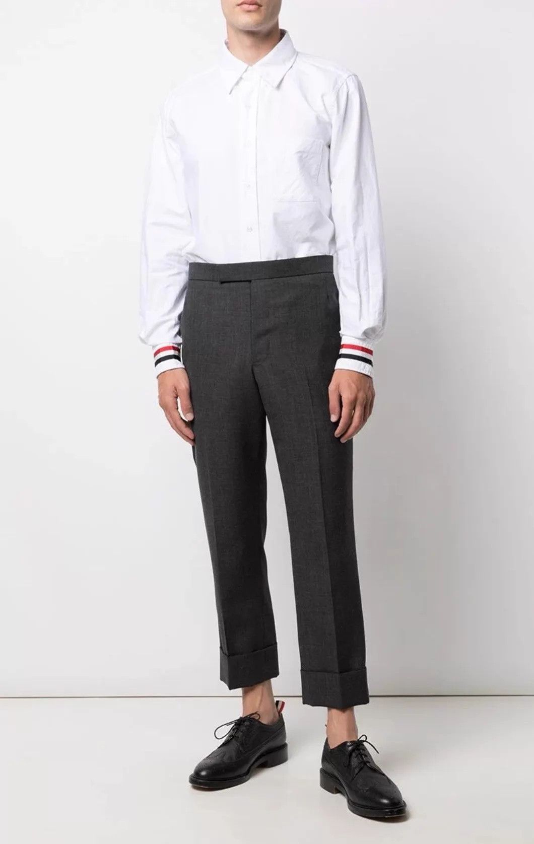 Thom Browne Thom Browne White Oxford Cuff TriColor Tab Shirt Size0 Size US XS / EU 42 / 0 - 9 Thumbnail