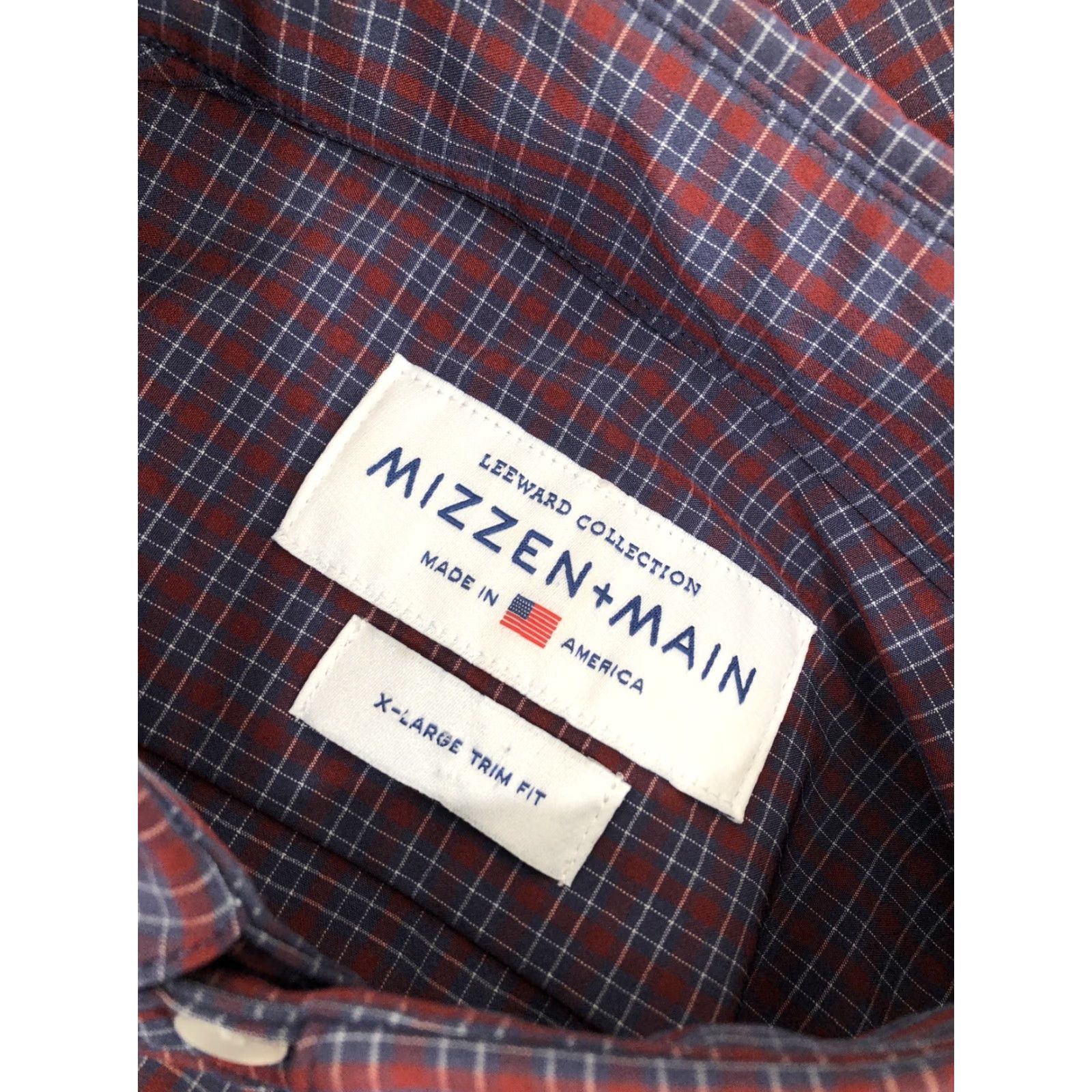 Mizzen+Main MIZZEN+MAIN LEEWARD Mens XL Plaid Shirt - Button-Up, Long Sleeve, Regular, Blue/Red/White - Trim Fit, Excellent Size US XL / EU 56 / 4 - 5 Thumbnail