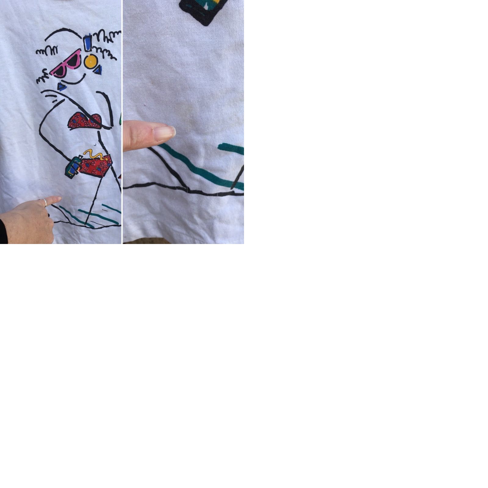 Vintage VINTAGE Beached T-Shirt Beach Theme Graphic Womens M White 1980s Crop Top Short Sleeve Polycotton United States Size M / US 6-8 / IT 42-44 - 9 Thumbnail