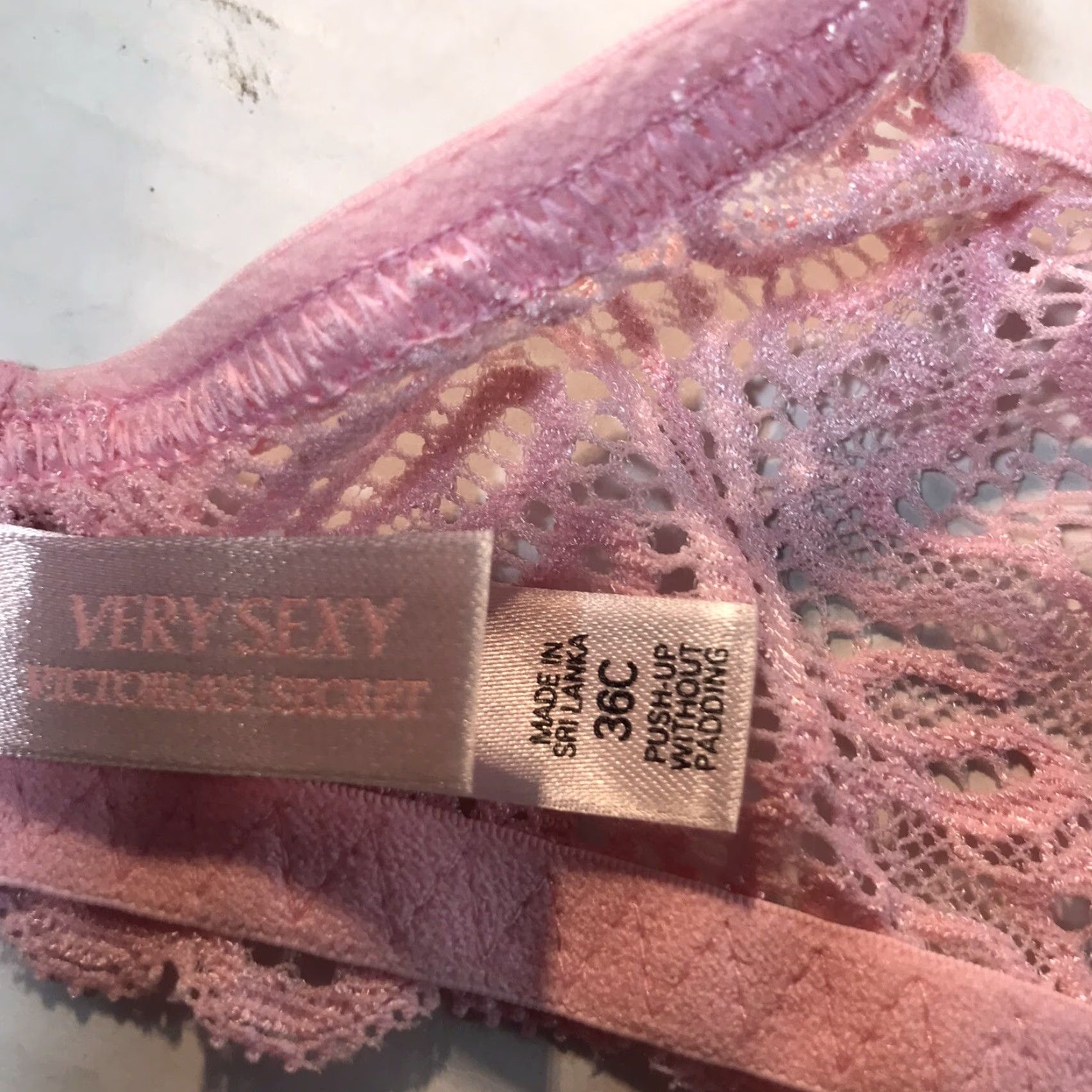 Victoria's Secret Victoria's Secret Very Sexy Pink Lace Push Up Bra Womens Size 36C, Opaque, Lightly Lined, Adjustable Straps Size ONE SIZE - 4 Thumbnail