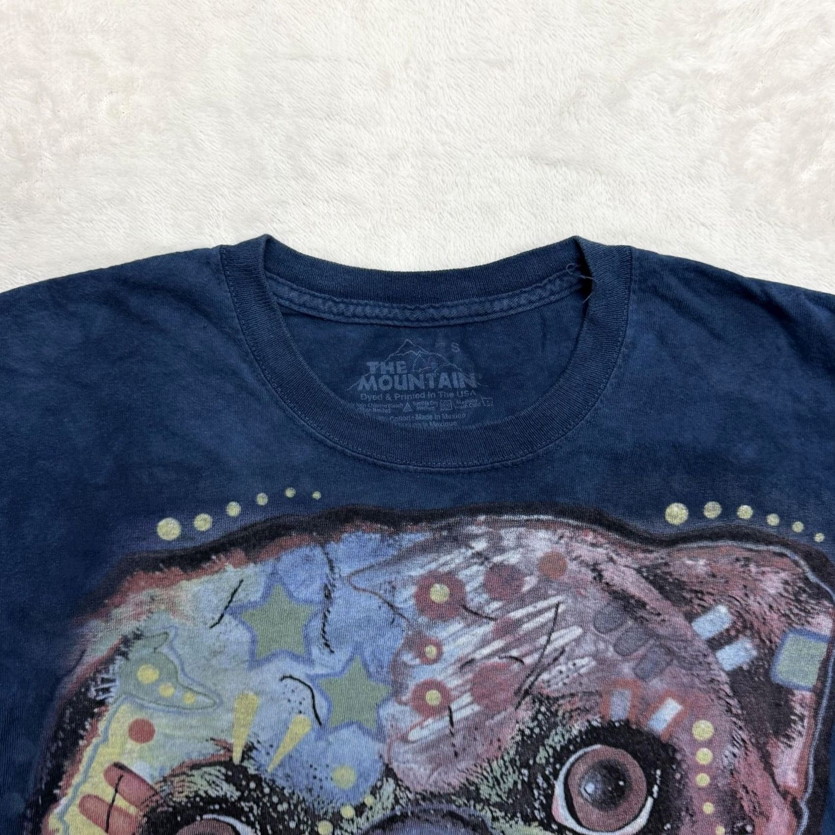 The Mountain The Mountain Pug Shirt Mens M Blue Tie Dye Dog Graphic Tee Crew Neck Short Sleeve Size US M / EU 48-50 / 2 - 3 Thumbnail