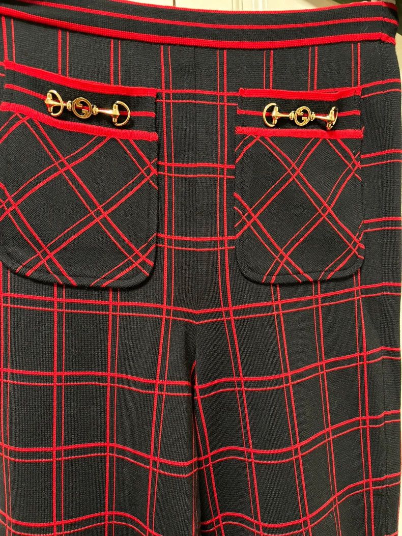 Gucci Gucci Size XS Horse buckle series plaid wool trousers 2503- Size 29" - 2 Thumbnail