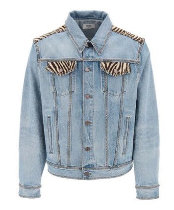 Trucker Jacket in Zebra Print Everclear Wash Denim