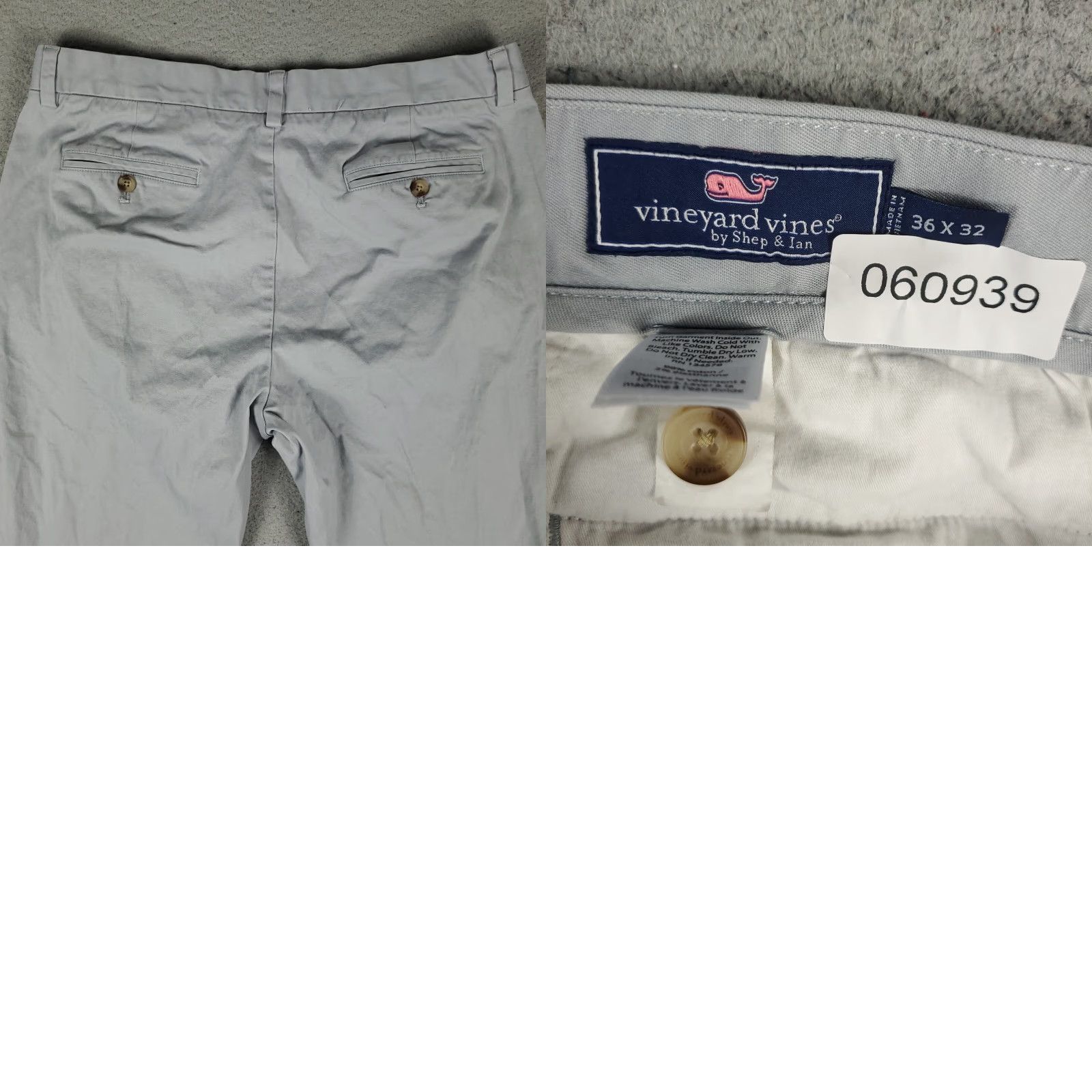 Vineyard Vines VINTAGE Vineyard Vines Mens Chino Pants Size 36x27 Gray Flat Front Straight Leg Casual Size US 36 / EU 52 - 8 Thumbnail