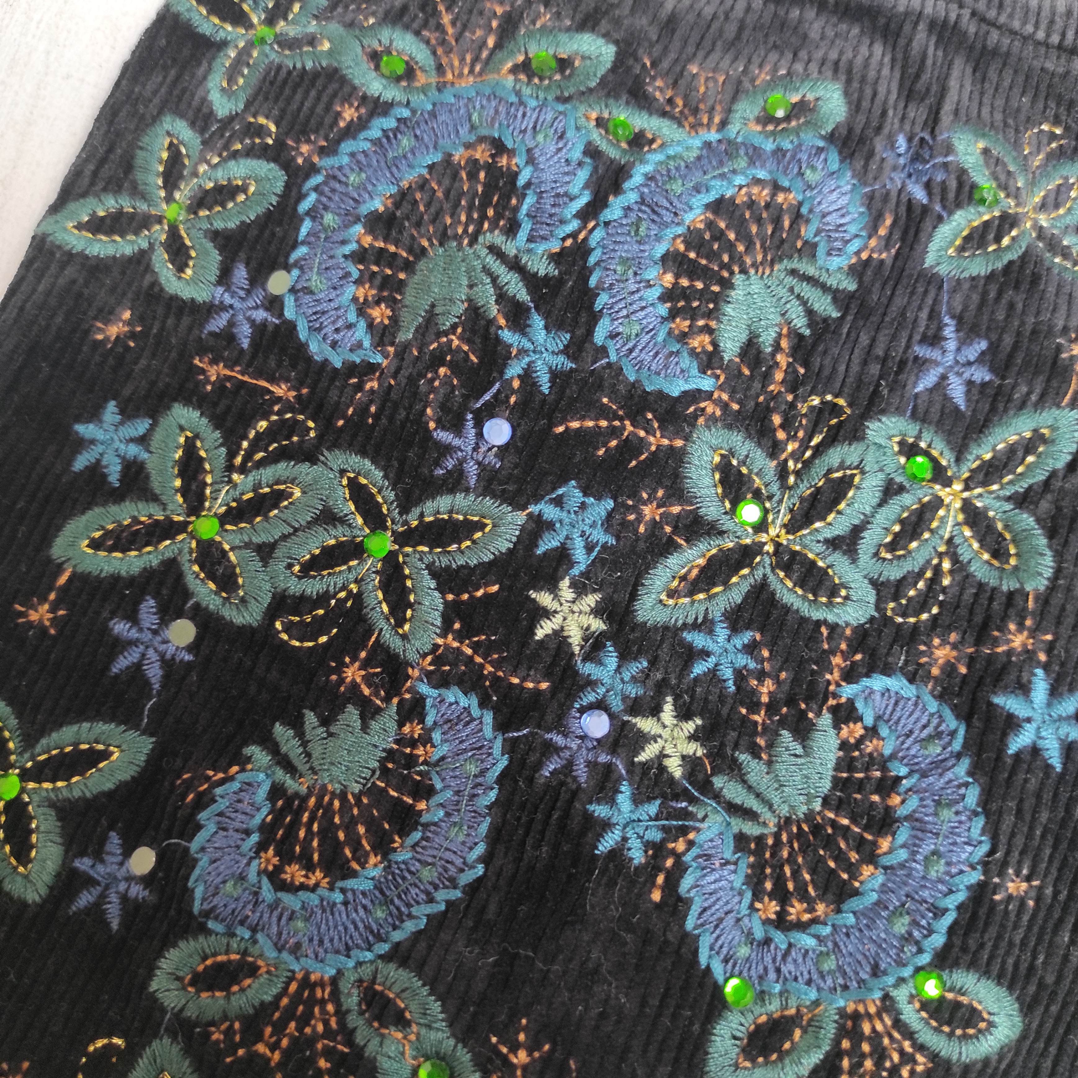 If Six Was Nine Flare Georgia Childe Corduroy Embroidered Pants Size US 30 / EU 46 - 6 Thumbnail