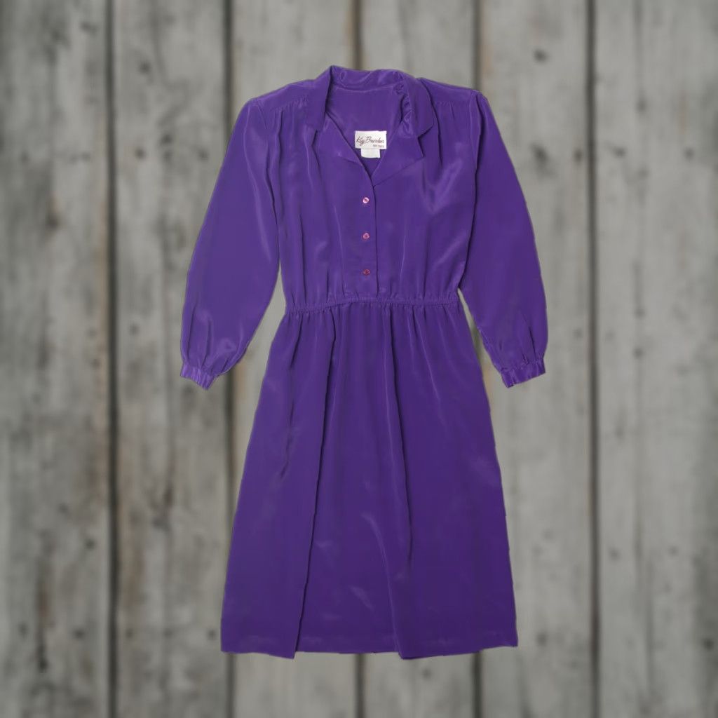 Vintage VINTAGE Kay Brandon Shirt Dress Small Purple Polyester Kay Brandon Womens Size S / US 4 / IT 40 - 1 Thumbnail