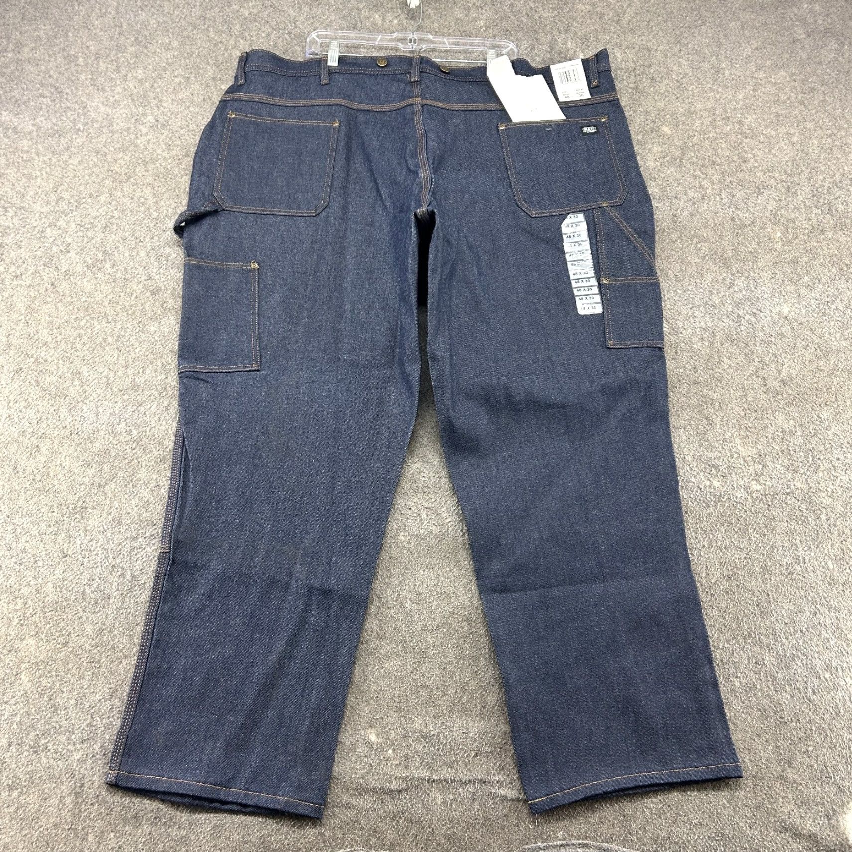 Vintage Key Jeans Mens 48x30 Blue Carpenter Double Knee Relaxed Fit Dark Wash Workwear Jeans Size US 32 / EU 48 - 2 Thumbnail