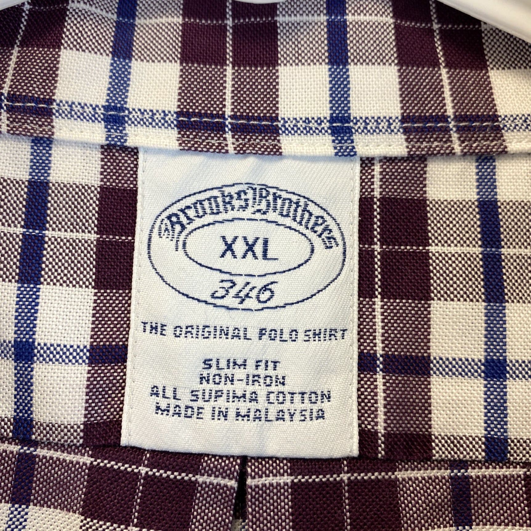 Brooks Brothers VINTAGE Brooks Brothers Dress Shirt Red Purple Plaid 2XL/Regular Men Button-Down Collar 74-9 Regent Fit Size 48R - 6 Thumbnail