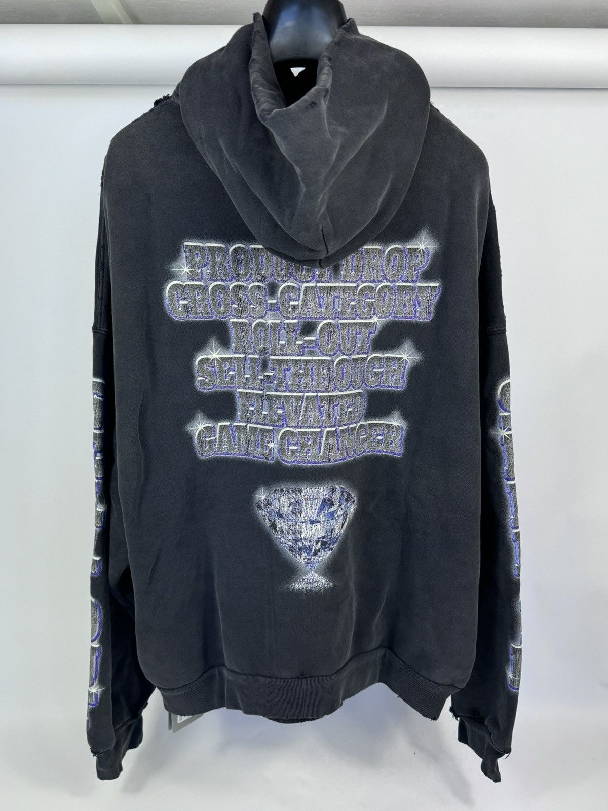 Balenciaga SEE NOW BUY NOW PRINT DISTRESSED HOODIE Size US XL / EU 56 / 4 - 2 Thumbnail