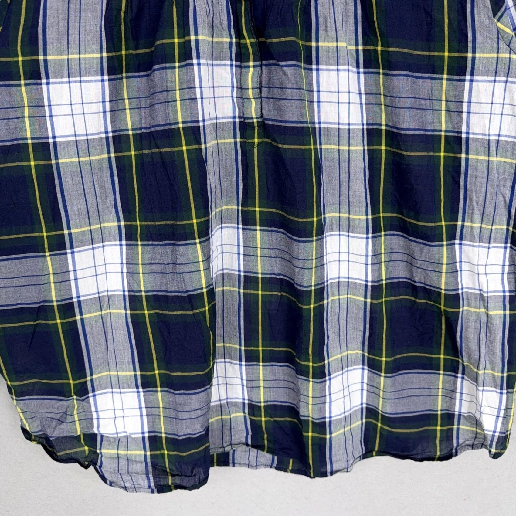 J.Crew J.Crew Shirt Womens 18 Blue Plaid Ruffle Neck Henley Long Sleeve Cotton Picnic Size XXL / US 16-18 / IT 52-54 - 3 Thumbnail