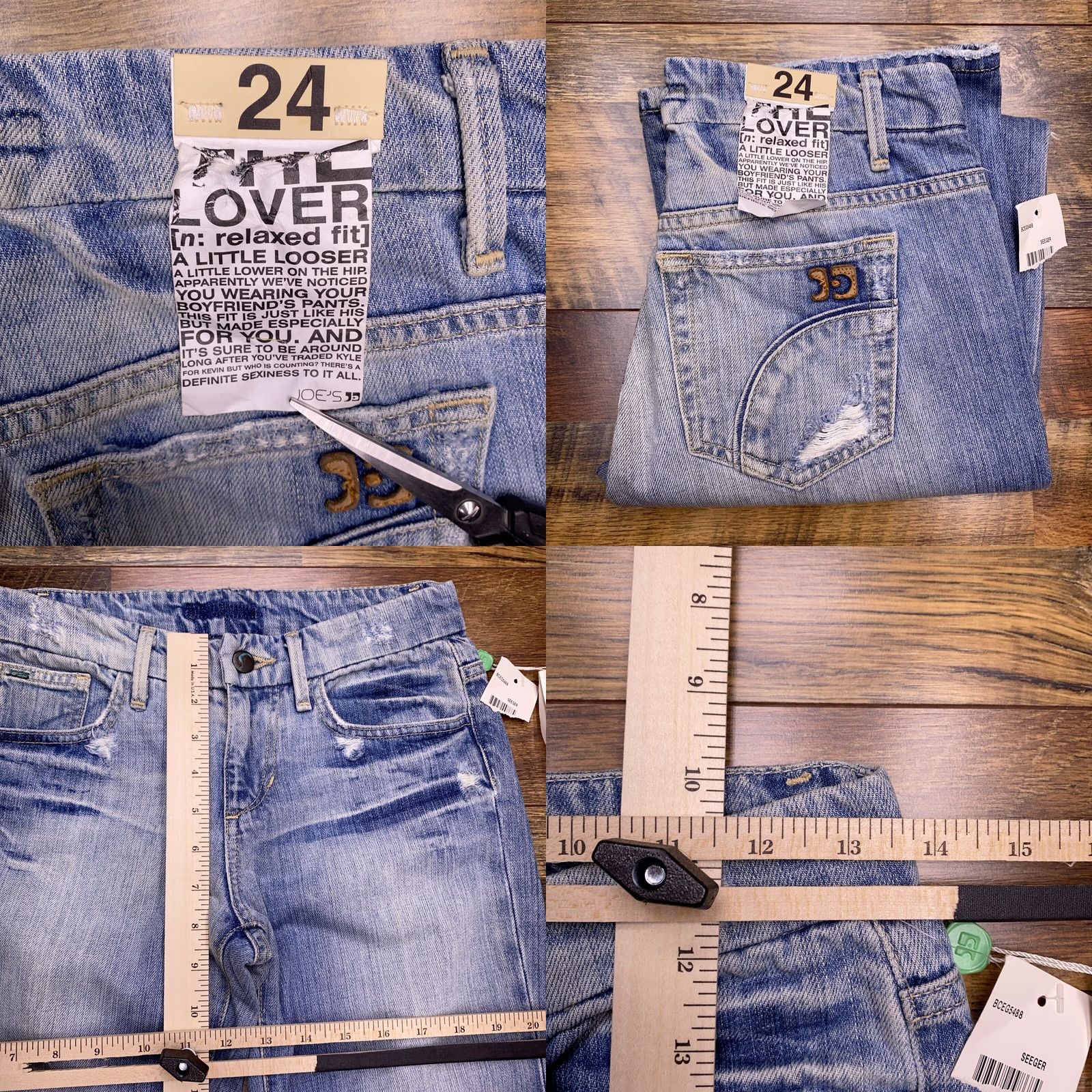 Vintage Joe's Jeans Womens Jeans 24 Relaxed Fit Distressed Seeger Wash New Blue 5-Pocket Denim Bootcut Modern Size 42" / US 20 - 9 Thumbnail