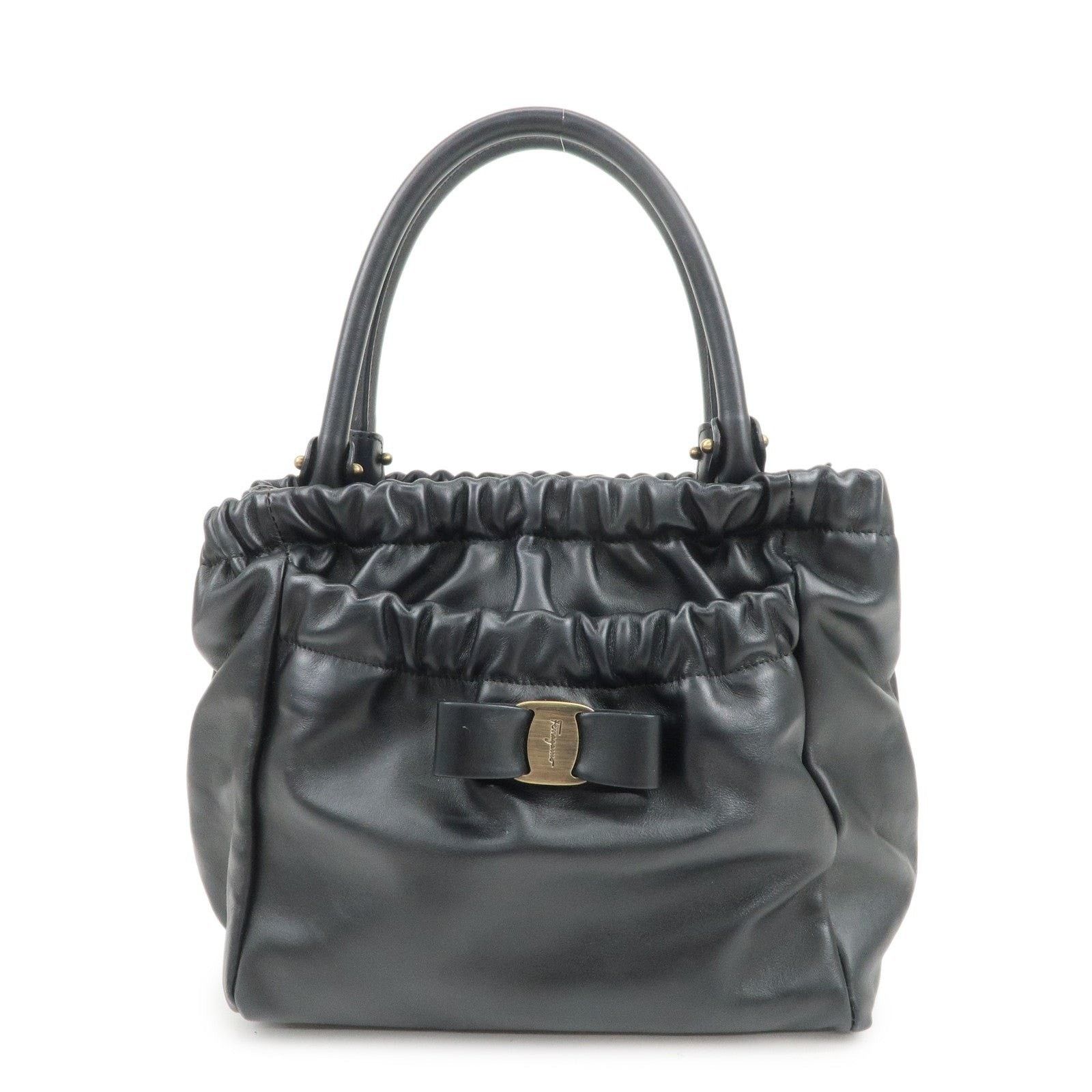 Salvatore Ferragamo Ferragamo Vara Bow Calfskin Shoulder Bag Black Size ONE SIZE - 1 Thumbnail