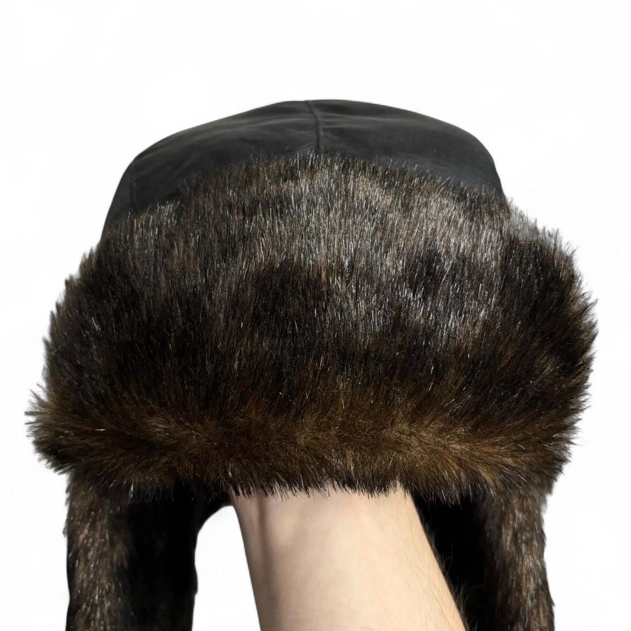 Japanese Brand Vintage Style Black Fur Trim Trapper Hat Size ONE SIZE - 5 Thumbnail