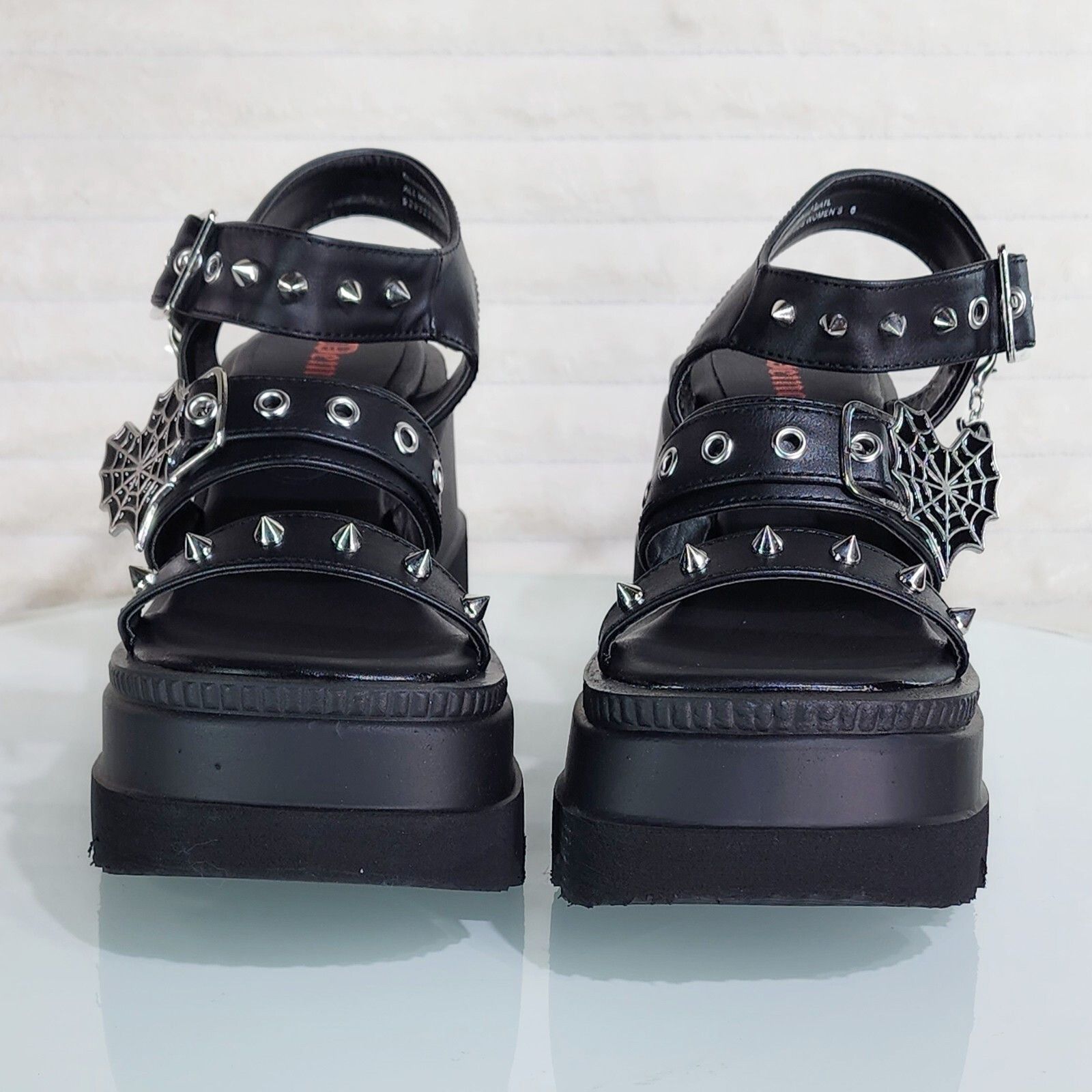 Other Shaker 13 Black Matte 4.5" Wedge Heel Gothic Sandals Studs A Size US 9 / IT 39 - 9 Thumbnail