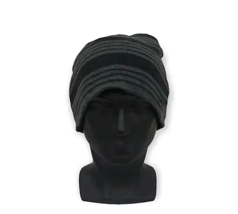 image of Stripe Design Beanie Hat, Men's