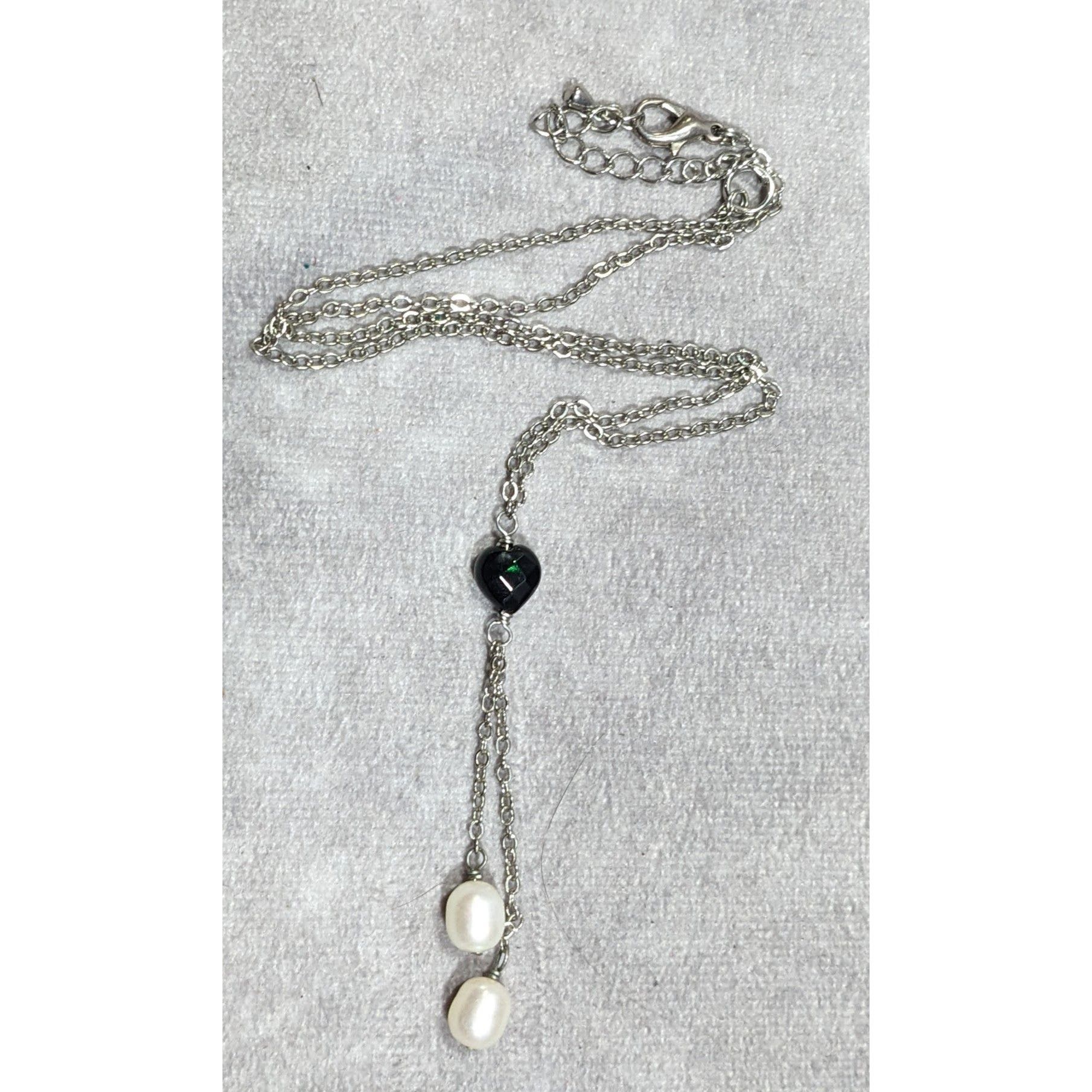 Other Elegant Black Heart Pearl Accent Lariat Necklace Size ONE SIZE - 6 Thumbnail