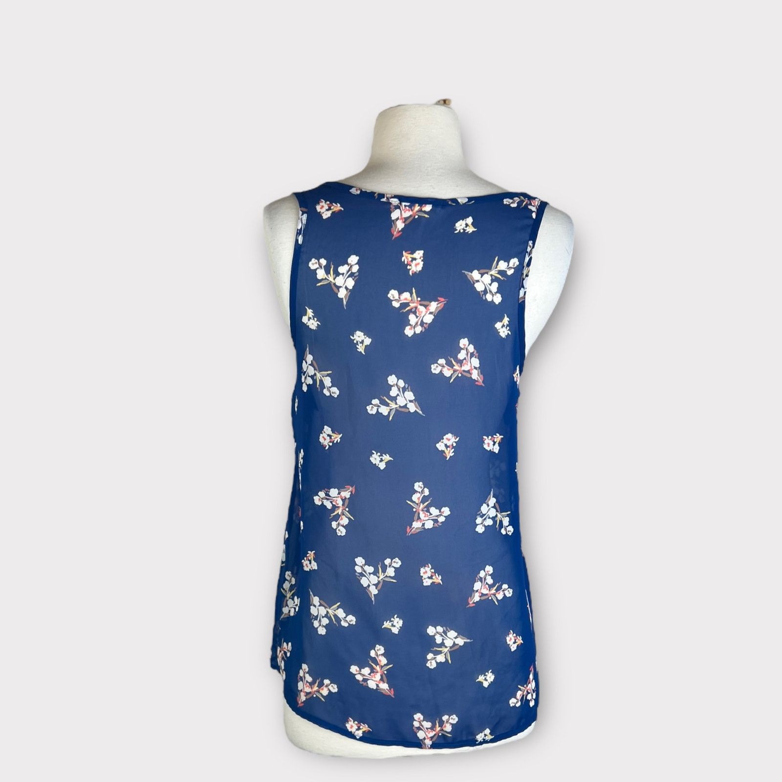 Vintage Lush | Vintage Y2K Floral Sheer Blue Tank Top | Small Size S / US 4 / IT 40 - 3 Thumbnail