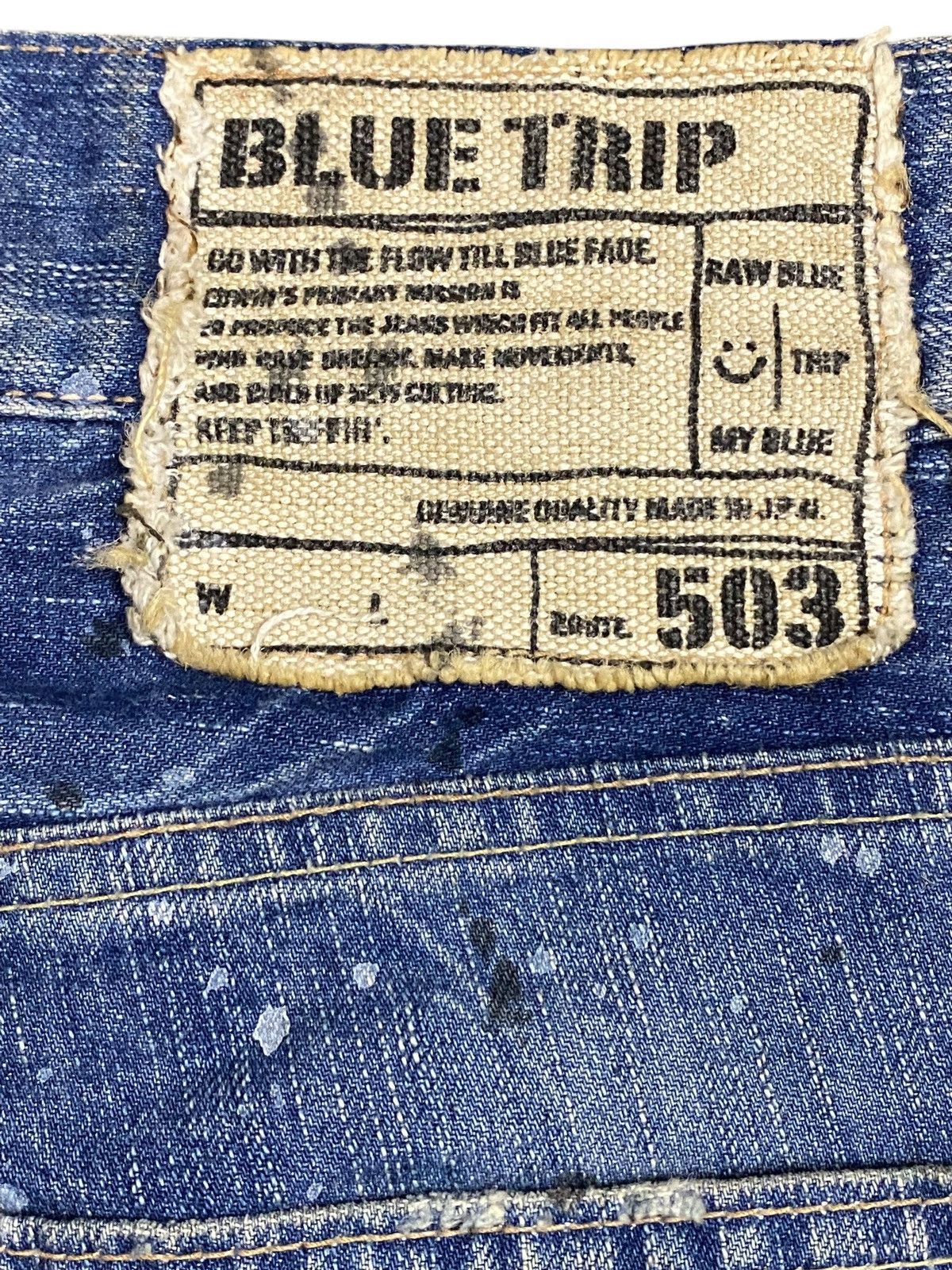 Japanese Brand Vintage Edwin 503 Faded Wash Paint Splatter Distressed Jeans Size US 31 - 15 Thumbnail