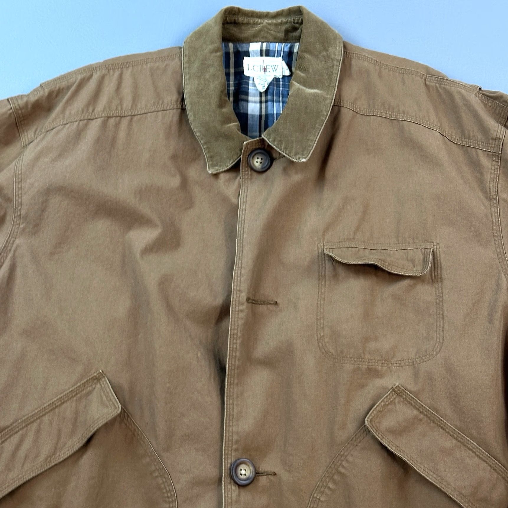 J.Crew VINTAGE J.CREW OARSMAN CHORE JACKET Mens L Flannel Lined Utility Barn 90s Size US L / EU 52-54 / 3 - 4 Thumbnail