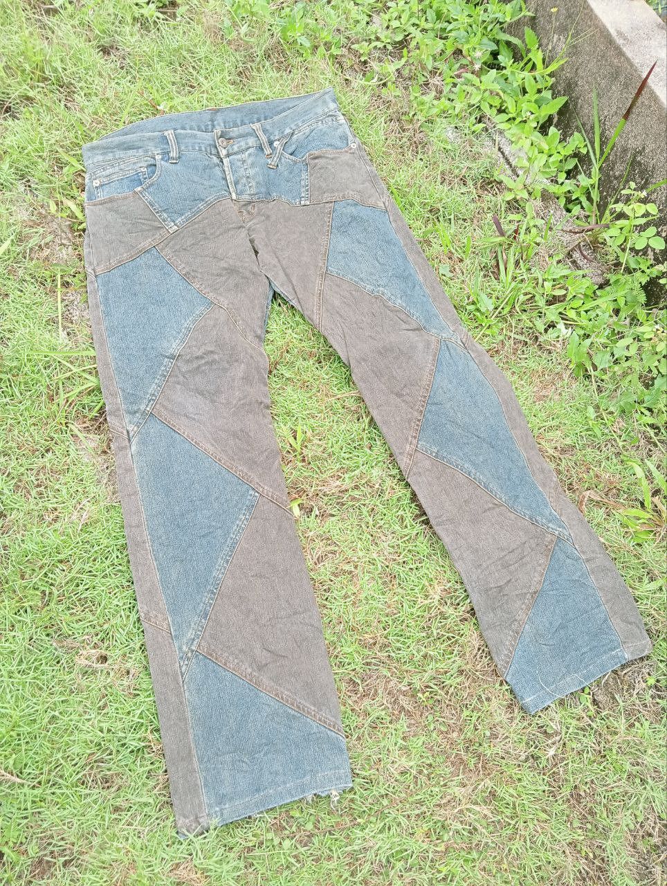 20471120 JAPANESE MODERN LOVERS PATCHWORK STRETCH JEANS Size US 35 - 3 Thumbnail