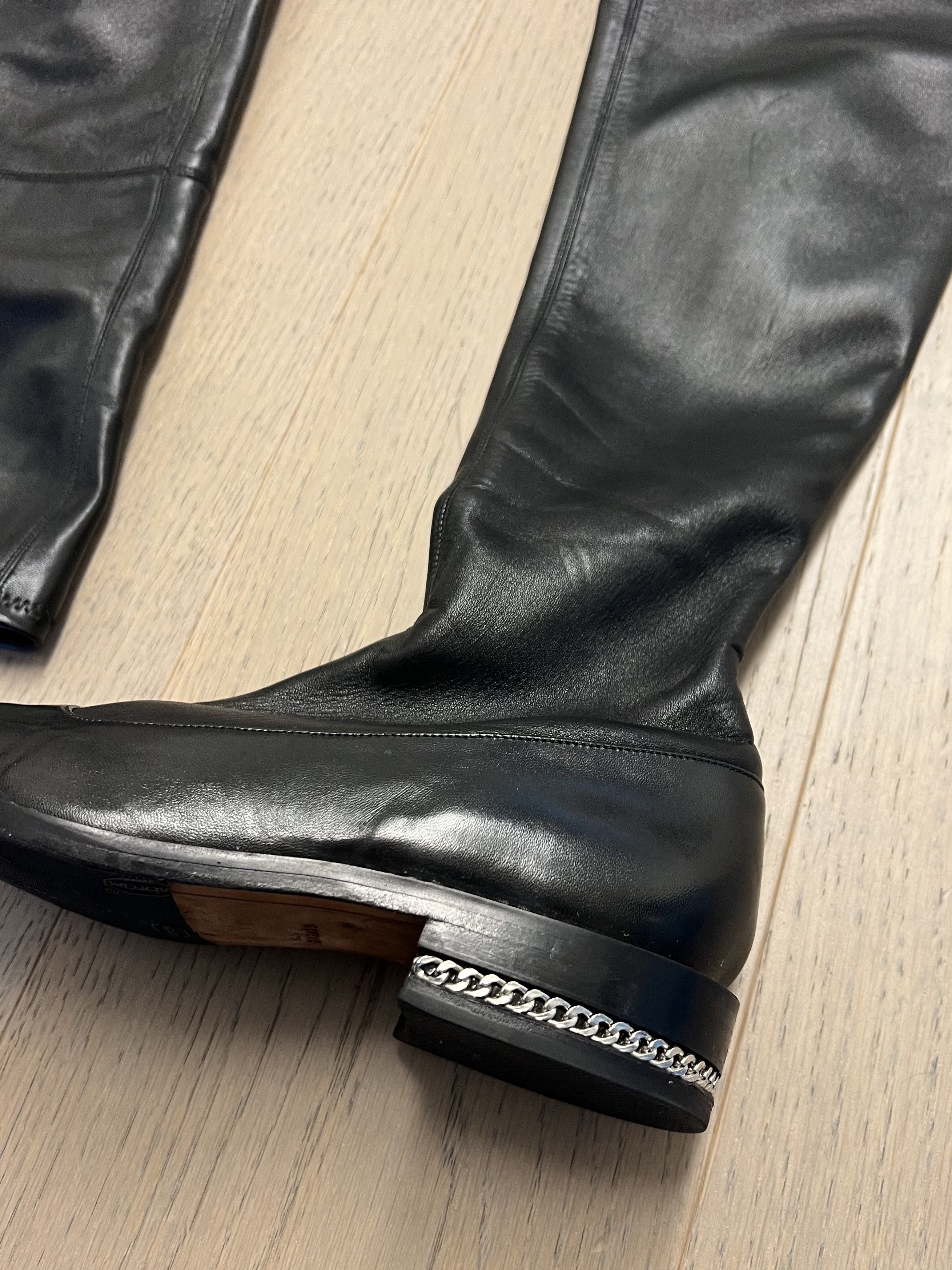 Versace Versace black lamb leather thigh-high boots. Size US 7 / IT 37 - 4 Thumbnail