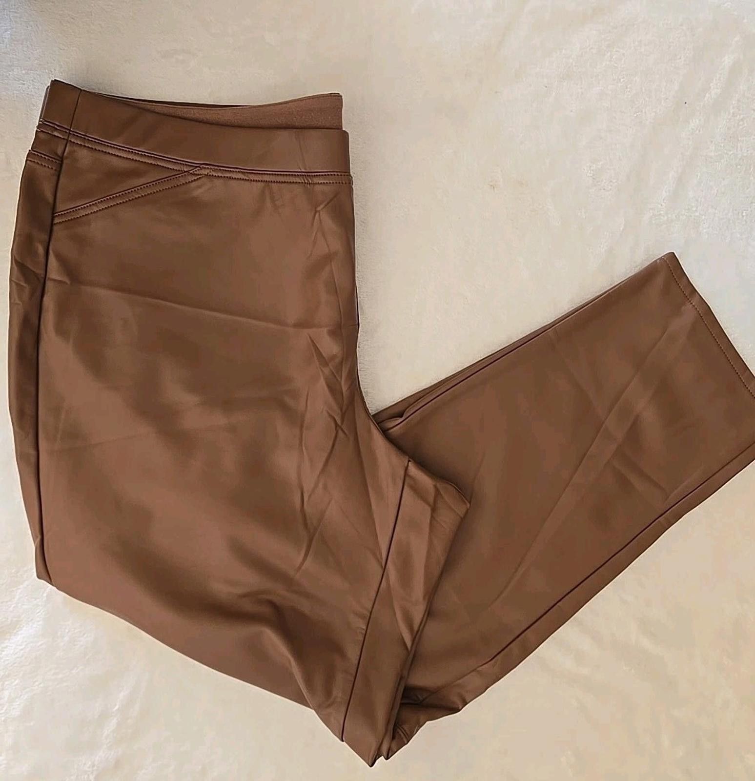 Other NWT J. Jill Womens Brown Pull On Faux Leather Pants Size 3X Size 42" / US 20 - 3 Thumbnail