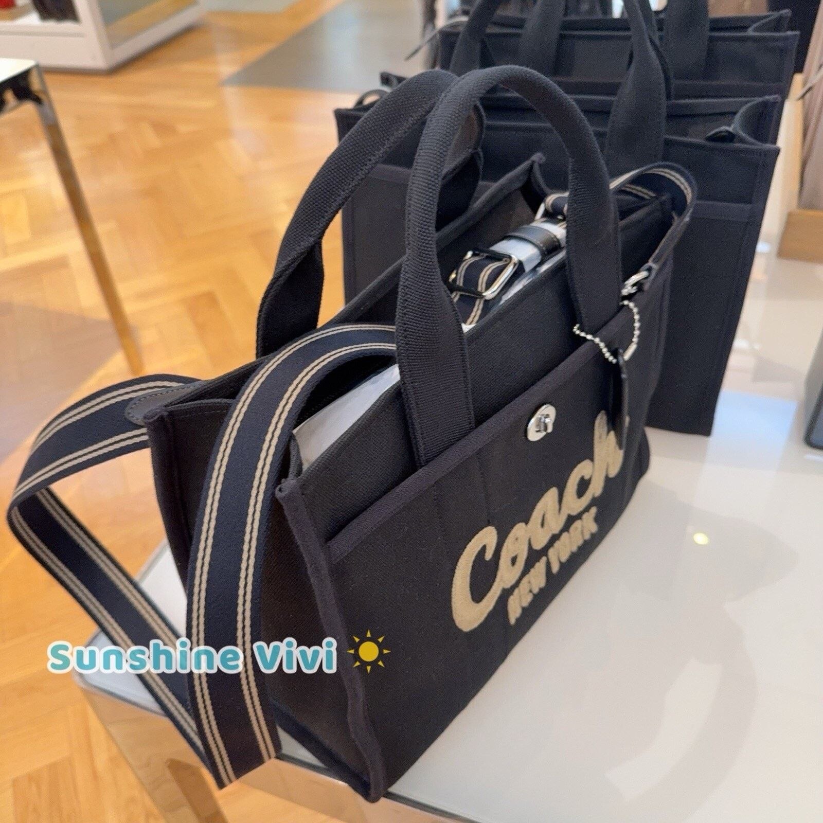 Coach NWT Coach CP158 Tote Bag Cargo Canvas Leather Black Zipper Size ONE SIZE - 5 Thumbnail