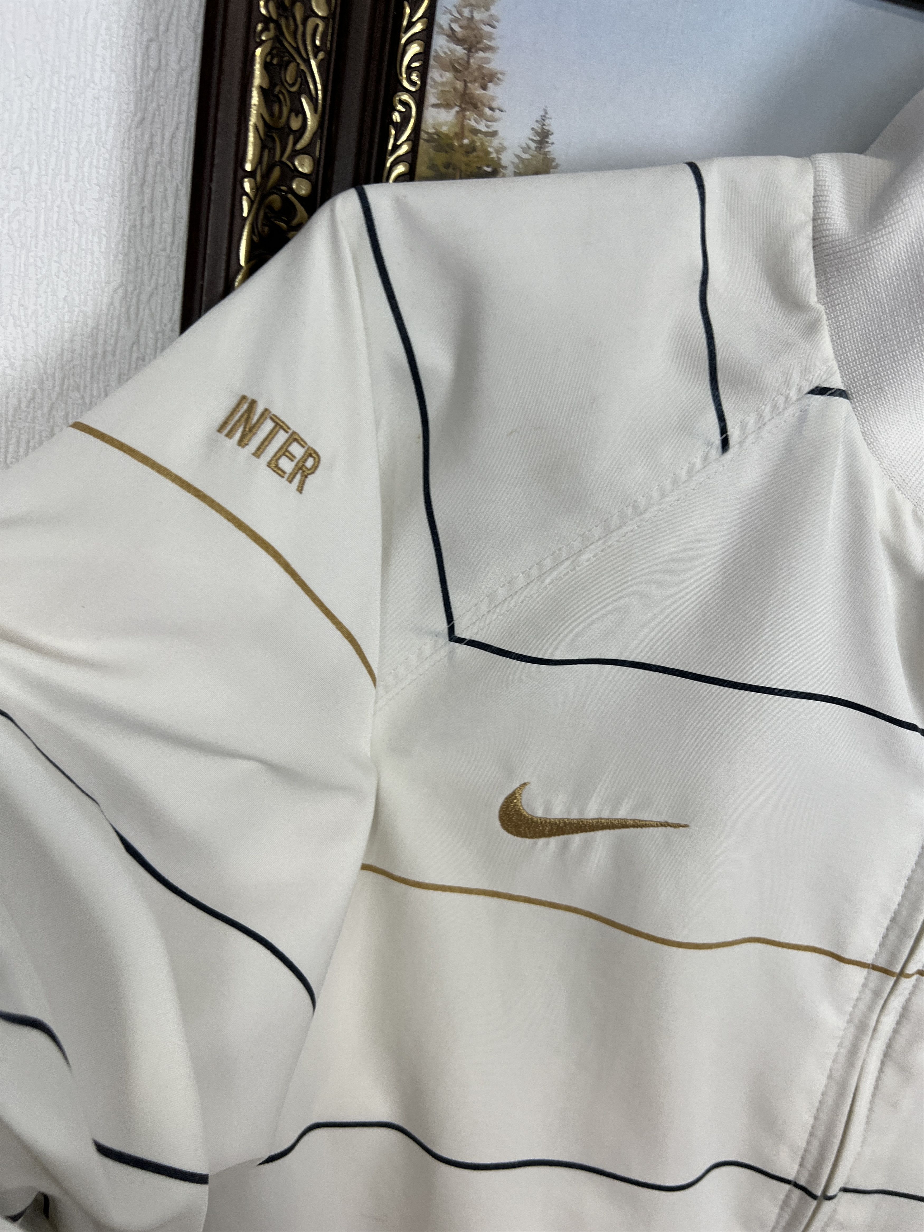 Vintage Nike Inter Milan Football Jacket Soccer White Zip